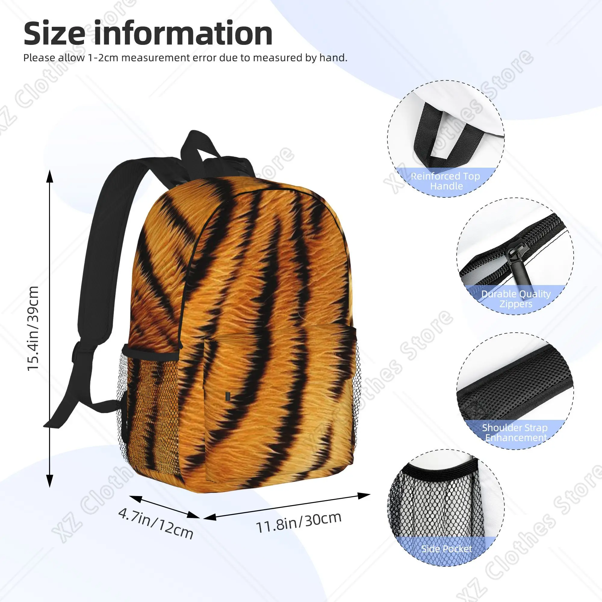 Tiger Skin Backpack Hot Sale Daypack Large Capacity Boys Girls BookBag Shoulder Bags for Men Women School Bag