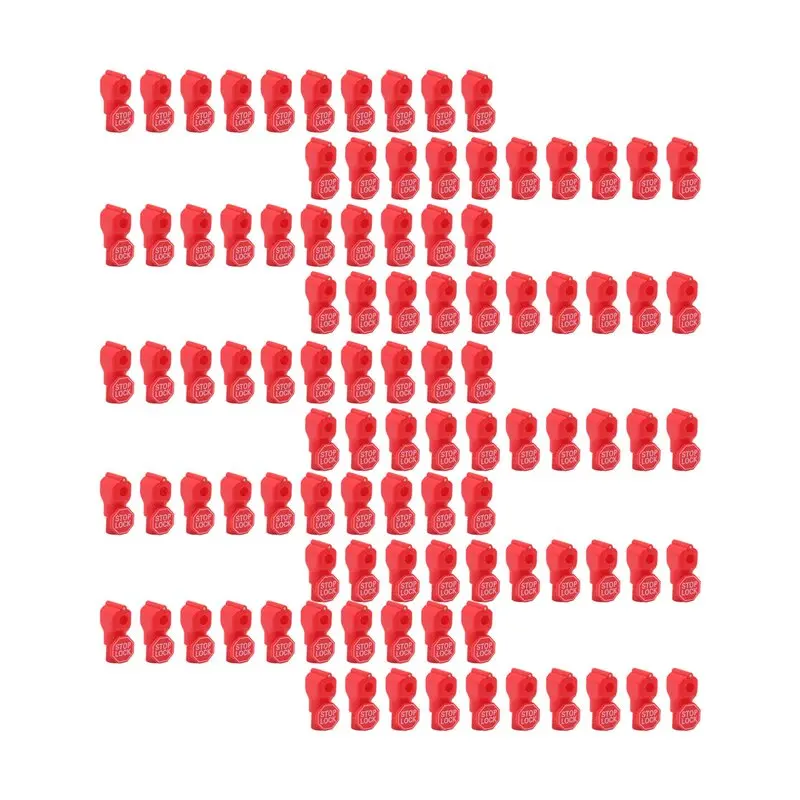 A98E-Peg Hook Lock Stop Lock 100 Pieces Plastic Red Stop Lock Lock Retail Pin Hook Safety Display Hook Lock