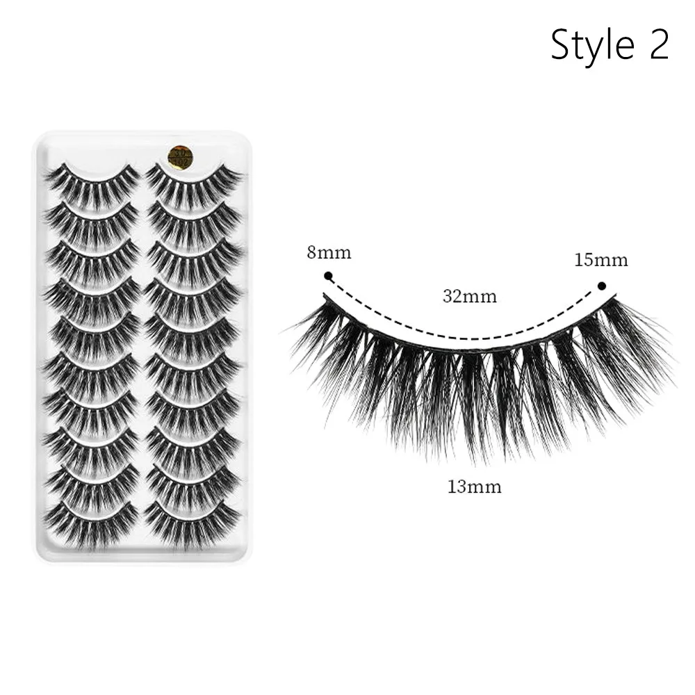 

10 Pairs 3D Soft Mink Hair False Eyelashes Crisscross Thick Long Faux Eye Lashes Multilayered Effect Soft Makeup Eyelashes