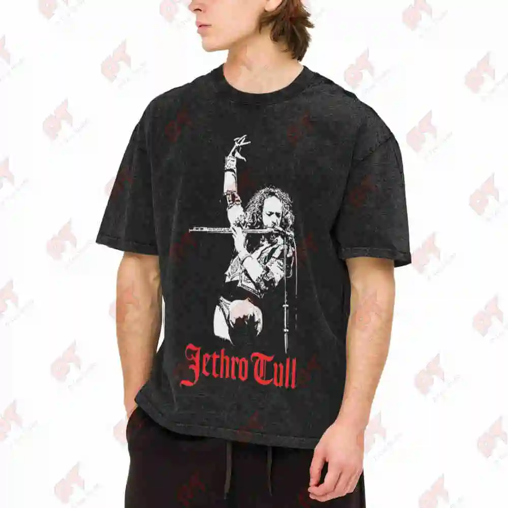 Jethro Tull Ian Anderson Flute 1960S Vintage Washed Tee Pure Cotton T-Shirt