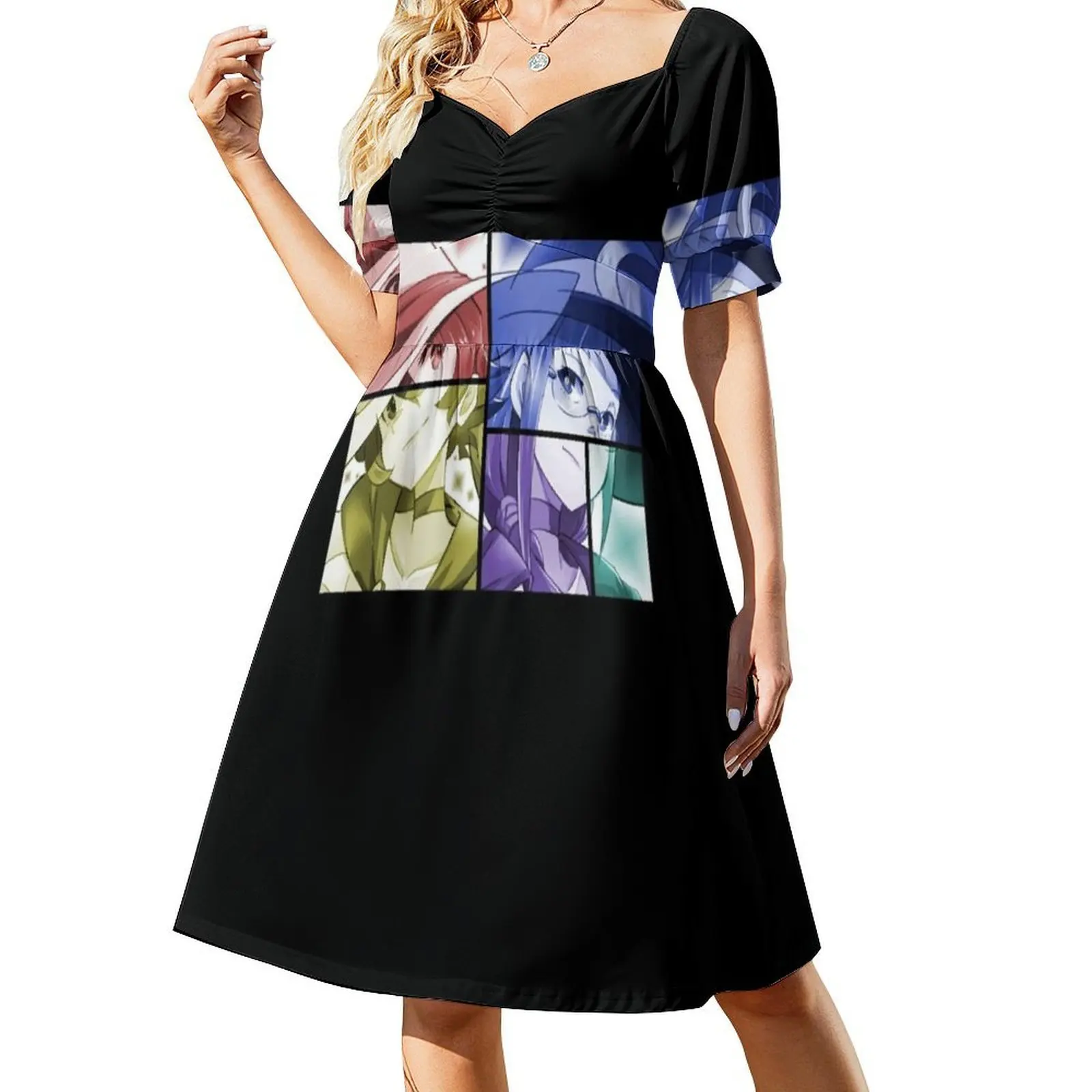 أنيمي مستوحاة قميص الأزهار سموك فستان للنساء الربيع الصيف فستان كاجوال للحزب أنيمي مانغا أكو كاغاري سوسي لوت #2