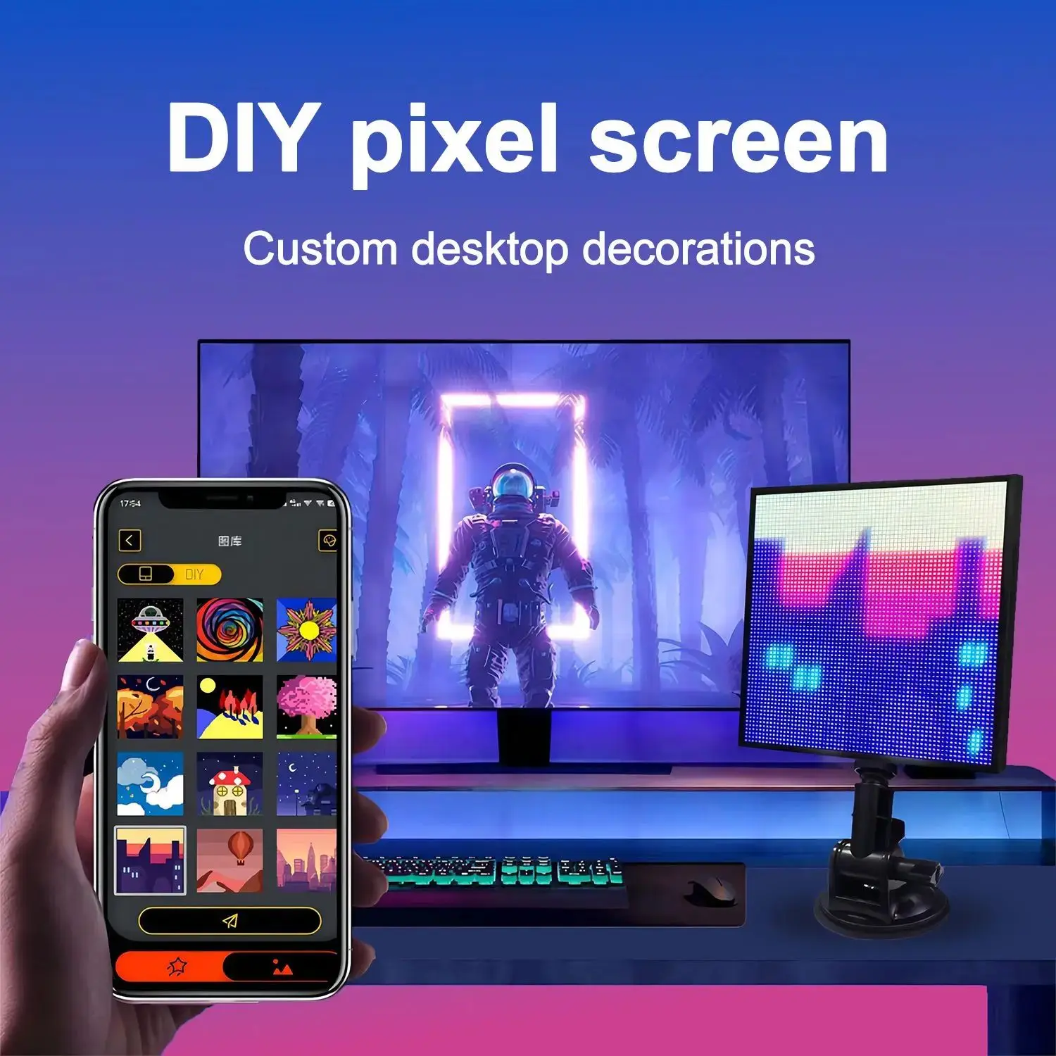 16 * 16 Inteligentny wyświetlacz LED Matrix Pixel APP Control Programowalny DIY Tekst Animacja Ramka na zdjęcia Pixel Art Home Decor Pokój gier