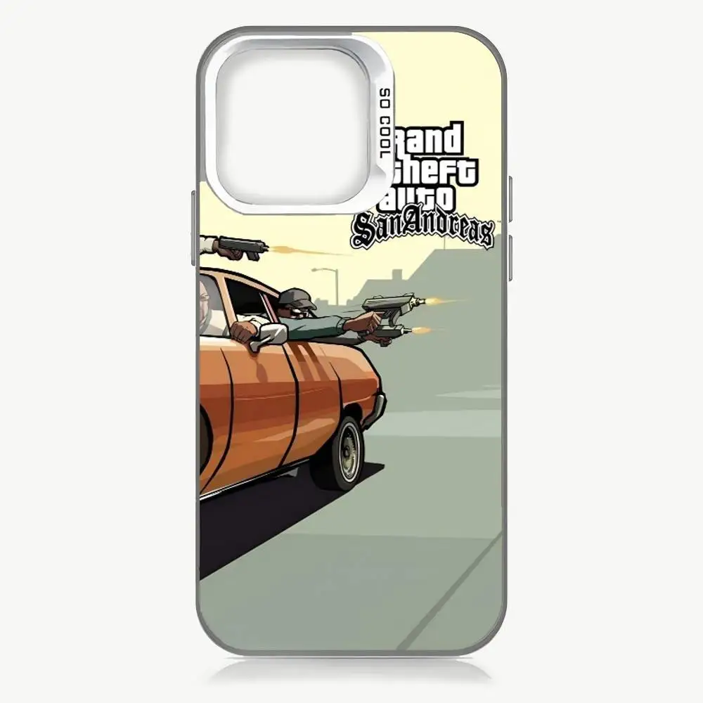 EPC الساخن لاعب واحد لعبة Rstars GTA موضة جراب هاتف IMD اللون الفضي شل آيفون 16 15 14 13 12 11 برو ماكس زائد