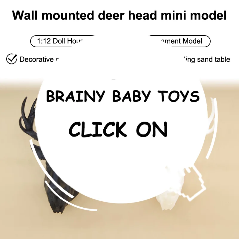 1/12 Dollhouse Deer Head Wall Hanging Decoration Dollhouse Miniature Christmas Scene Ornament Dolls House Accessories