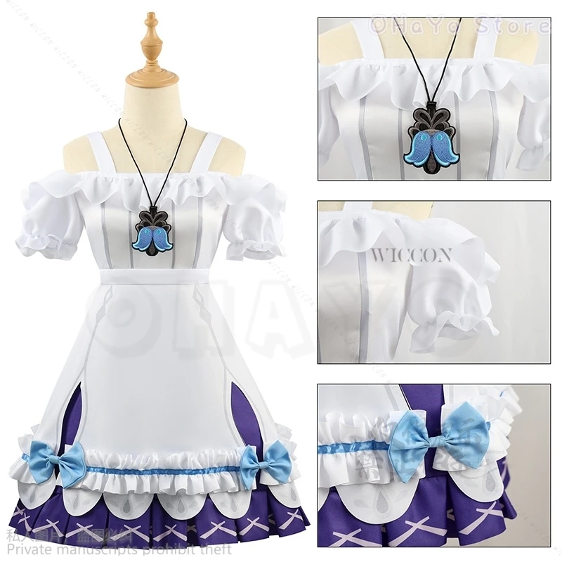 Spel Genshin Impact Jonge Clervie Cosplay Kostuum Pruik Lolita Hoofdband Jurk Ornament Halloween Outfit Voor Jonge Meisjes Cosplay