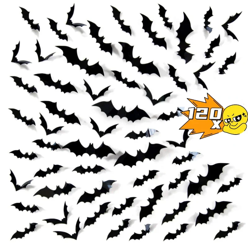 Halloween Dekoration 3D Schwarz PVC Fledermaus Halloween Party DIY Dekor Wand Aufkleber Bar Zimmer Halloween Party Scary Decos Requisiten