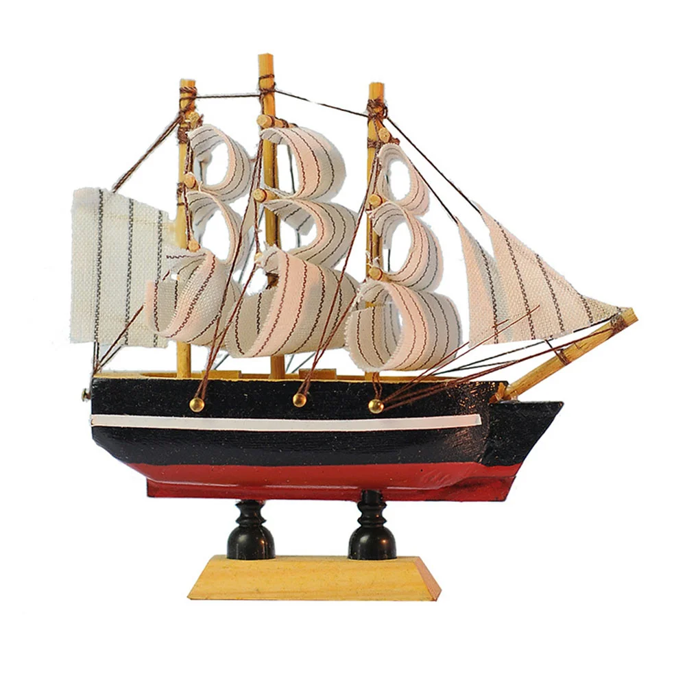 

Sailing Model Ornament Wooden Boat Sailboat Craft Adorn Decor Creative Ship Crafts