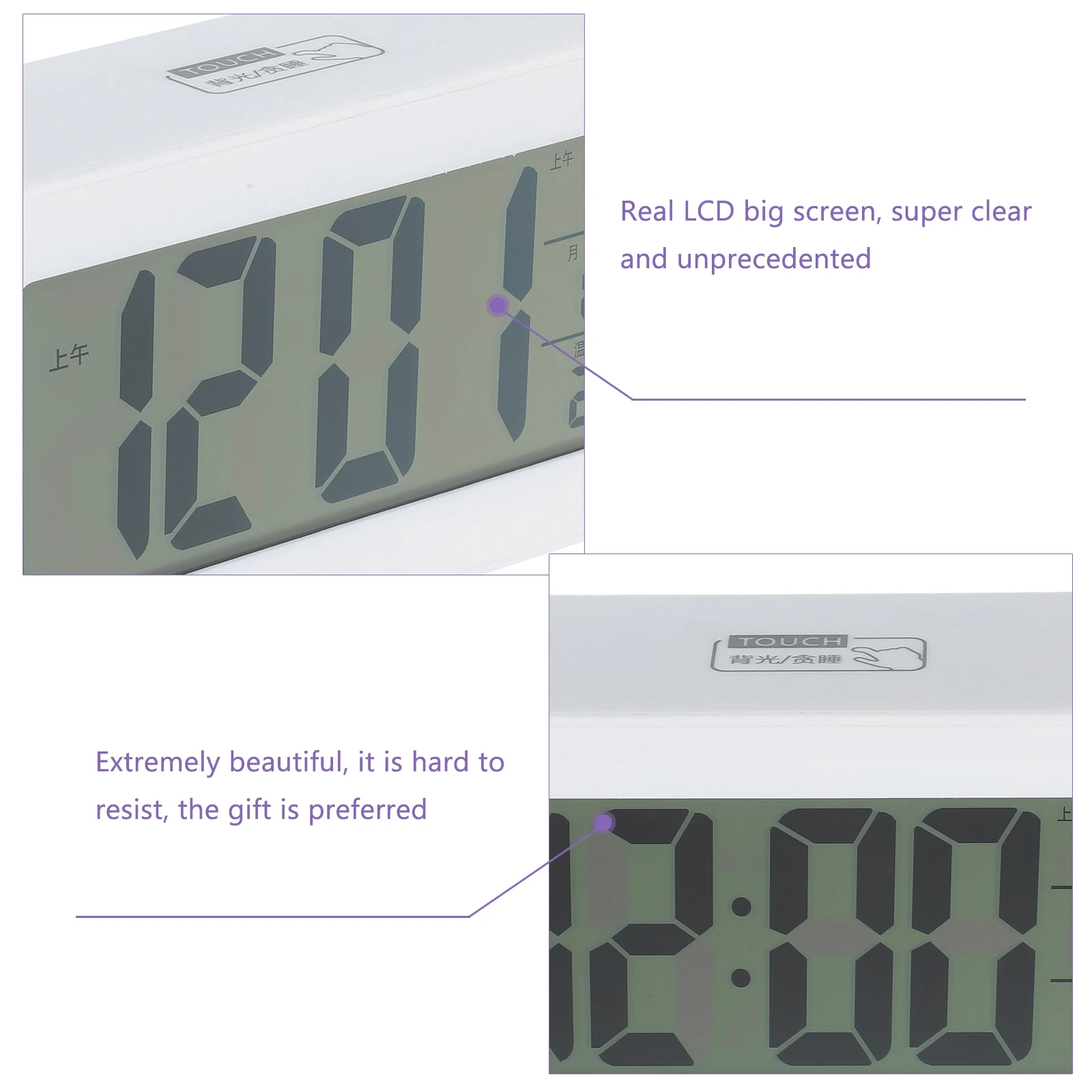 

LCD Alarm Clock White Temperature Version Upgrade Multifunctional Smart Bedside Digital Clock Radio -Free