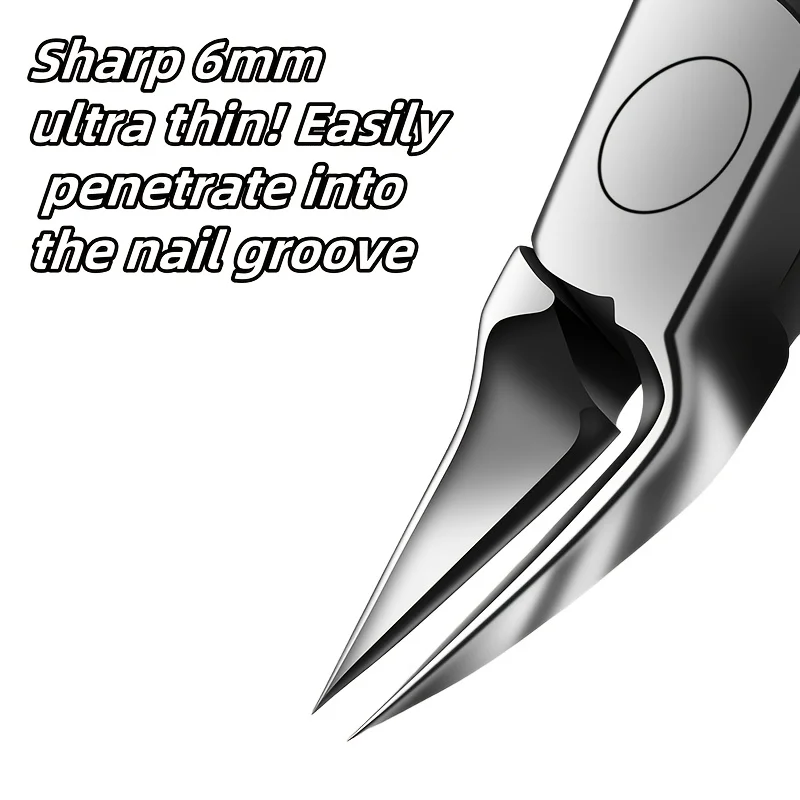 Cortador de unhas encravadas em aço inoxidável com pinça bege morta, design de ponta estendida, adequado para unhas grossas/macias