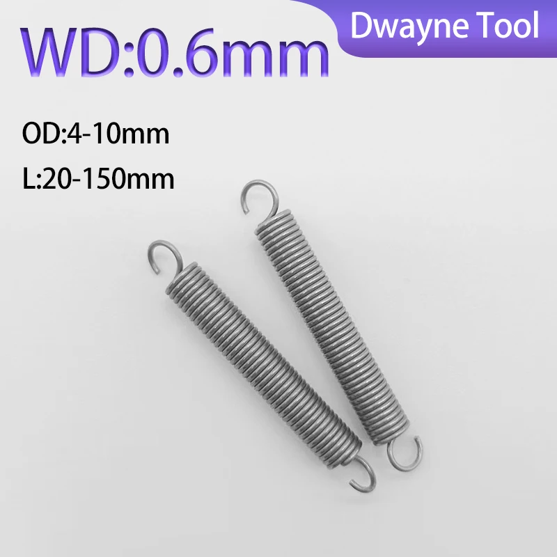 

High Elasticity 304 Stainless Steel Open End Tension Spring, 0.6mm Wire Dia, Industrial Grade Hardware