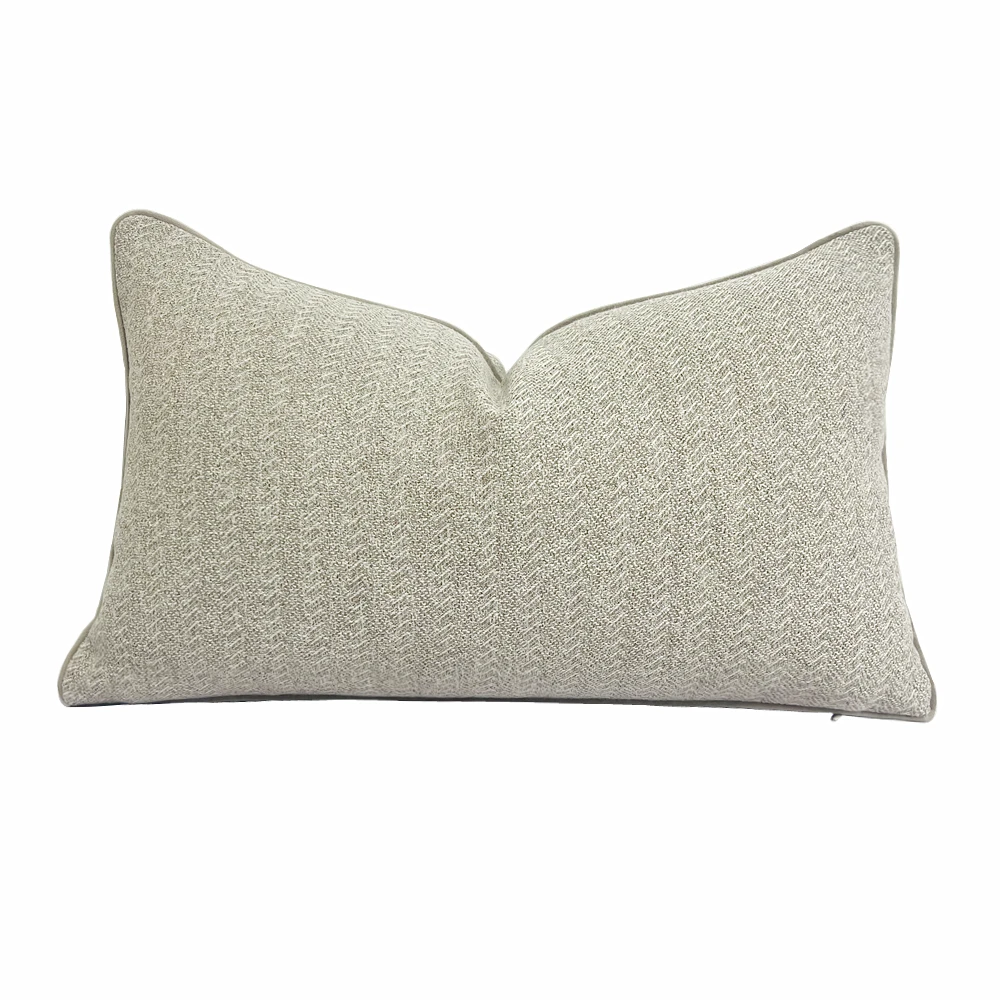 Contemporary Oatmeal Lumbar Pillow Case 30x50cm Chair Home Decorative Striped Woven Cover 1 Piece Pack