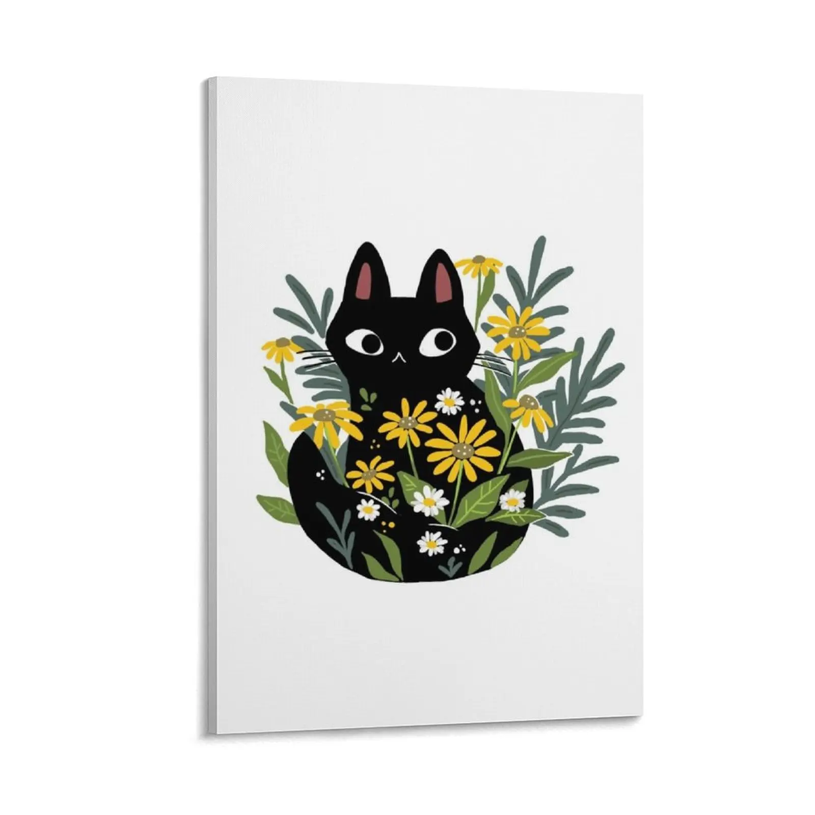 

Black cat with flowers Canvas Painting Decorative prints wall painting anime posters