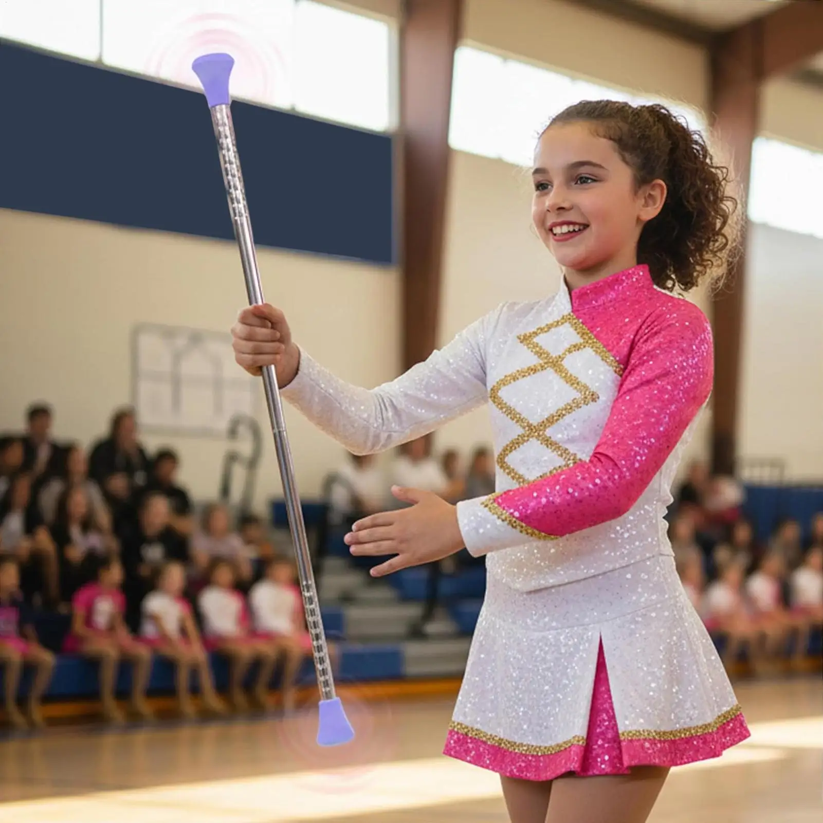 Portable Stainless Steel Marching Baton Professional Lightweight Twirling Baton Balanced Dancer Wand Performance Arts