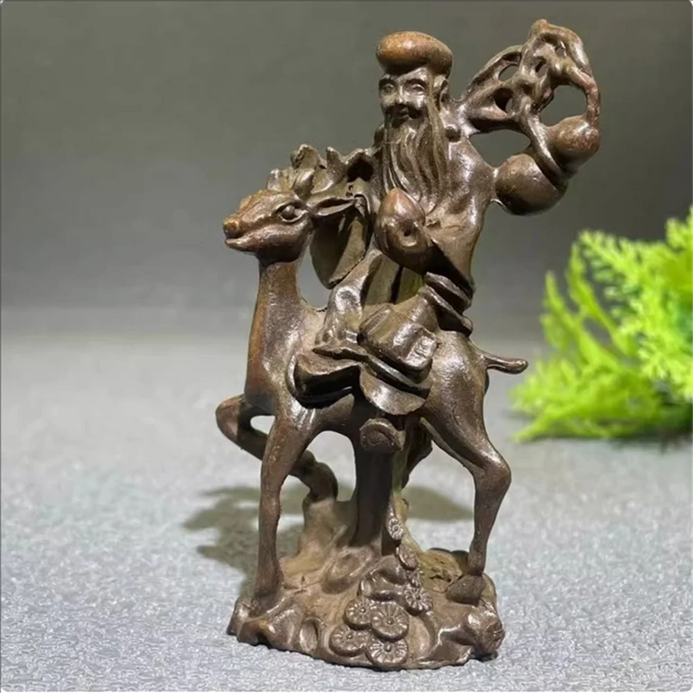 Antique style fortune, fortune, longevity, household solid copper riding deer, longevity star tea table decoration