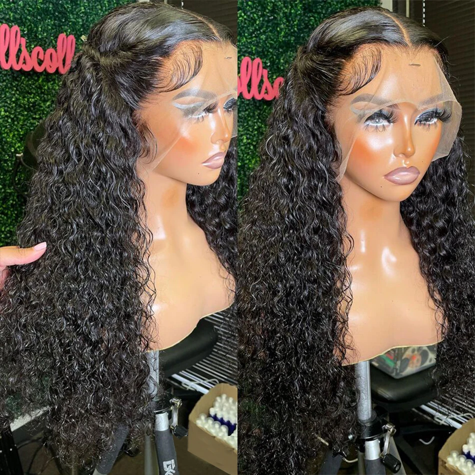 13x6 Hd Lace Frontal Wig Curly Human Hair 40 Inch  Hair Deep Water Wave Lace Front Wig Loose Deep Wave Wigs For Brazilian Women