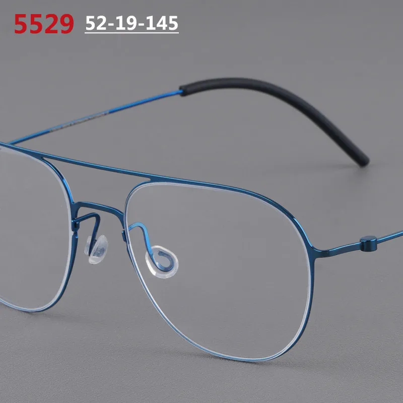 

Denmark Screwless Pilot Blue Glasses Frame Ultralight Thin Rim Double Beam Pure Titanium Spectacles Men Women Eyeglasses Eyewear