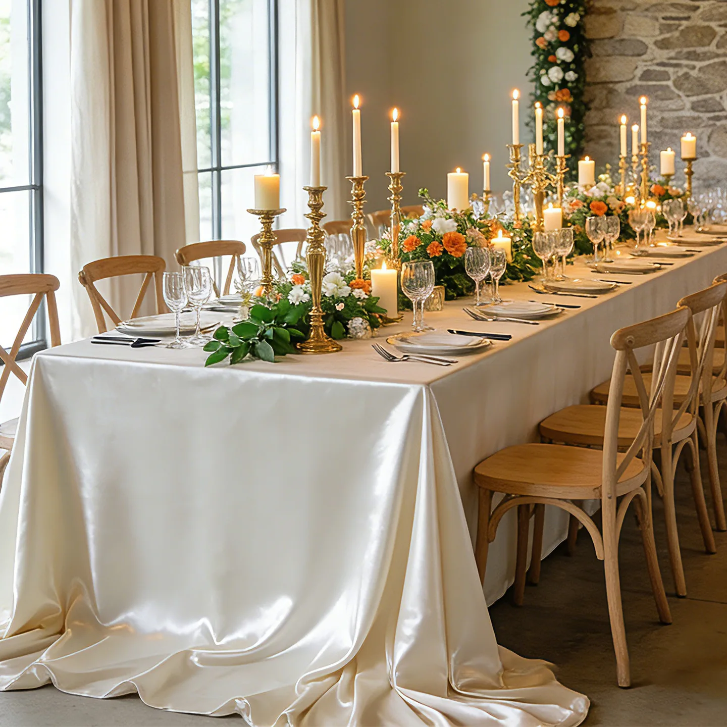 Rectangular Satin Tablecloth Silky Stain Resistant Washable Large Cover For Dining Wedding Christmas Banquet Home Decor
