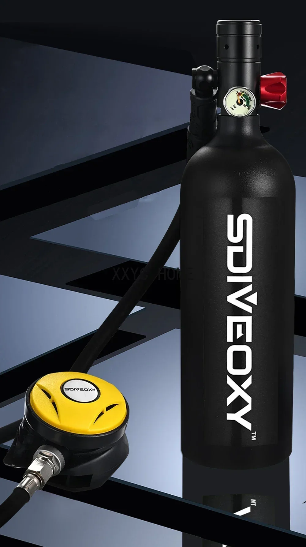 Scuba Diving Oxygen Tank  1L Cylinder Underwater Breather for  with Breathing Valve C Set
