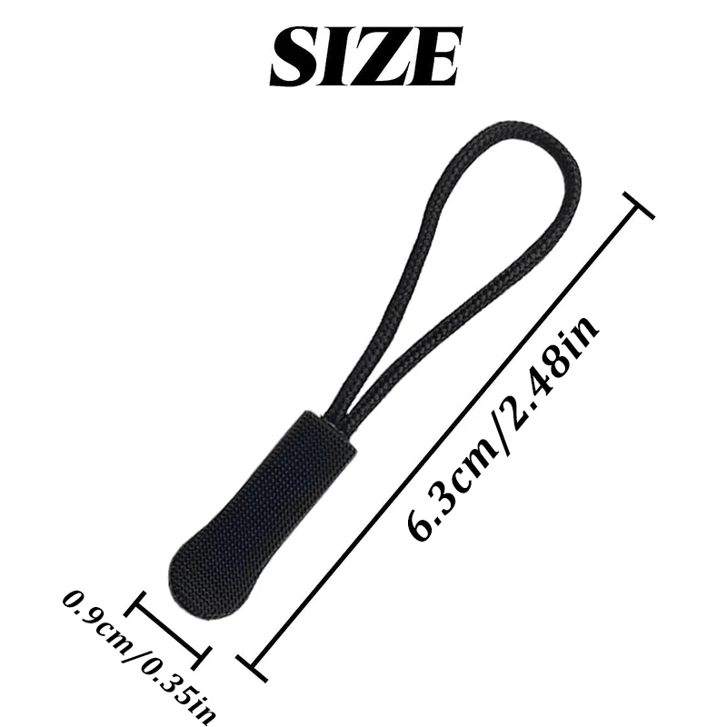 10pcs Zipper Puller End Fit Rope Tag Replacement Clip Broken Buckle Fixer Zip Cord Bag Suitcase  Backpack Tent Zipper Head