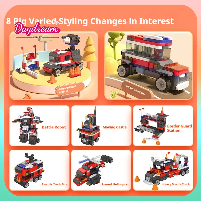 

New Genuine Large Particle Building Block Truck Heavy-Duty Truck Versatile Assembly Toys Boy Diy Birthday Gift