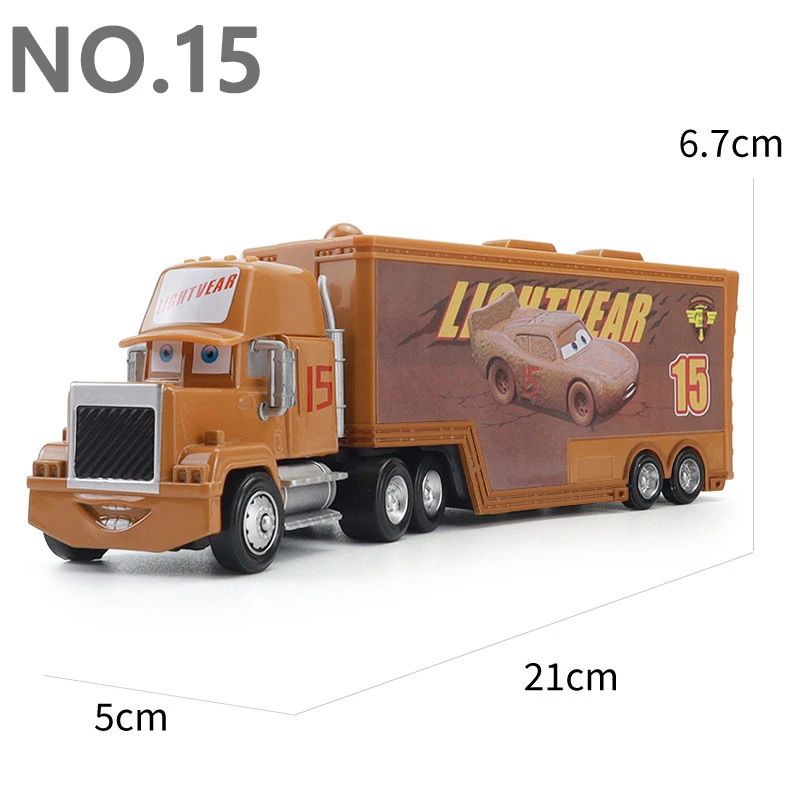 Pixar Cars Greg Candyman's Hauler Modellauto Anime-Figur Mack Container Trucks Semi-Hauler Dinoco Racing Spielzeug Kindergeschenke – Detail 18