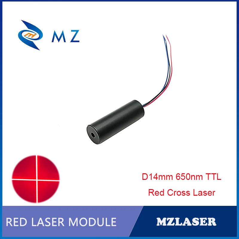 TTL PWM Red Cross Laser Diode Module Hot Selling Compact Mini D14mm 650nm 100mw 3V 5V 12V 24V Industrial Machine Red Cross Laser