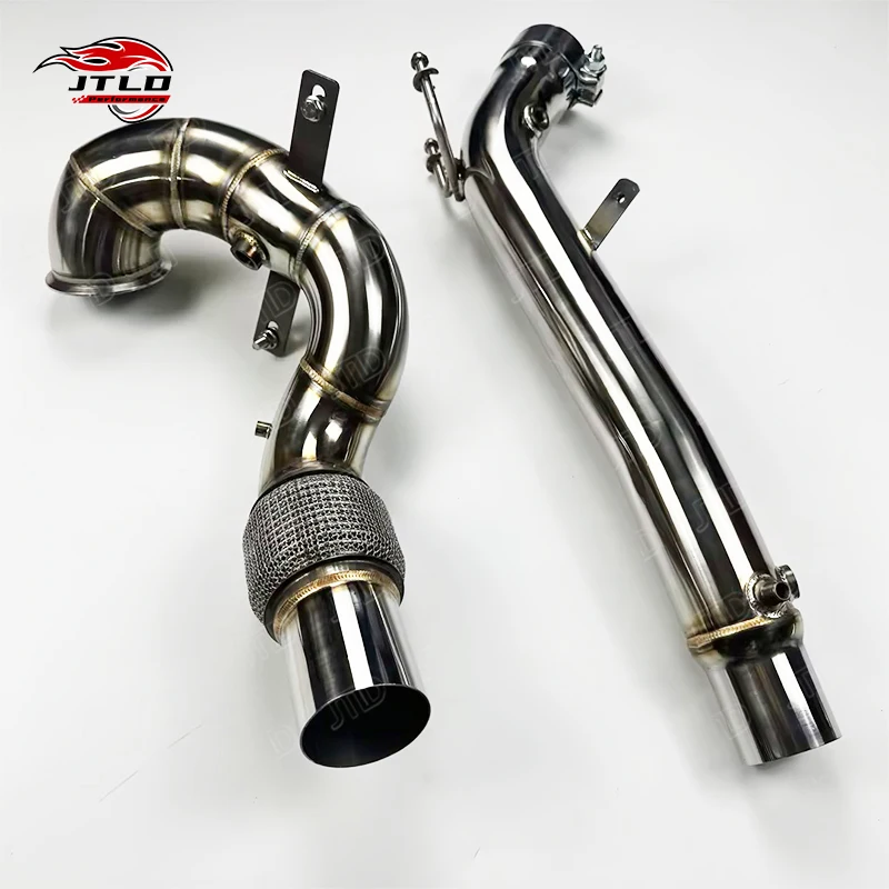 JTLD Stainless Steel Straight Pipe Polishing Exhaust Downpipe For VW GOLF MK7 7.5 GTI