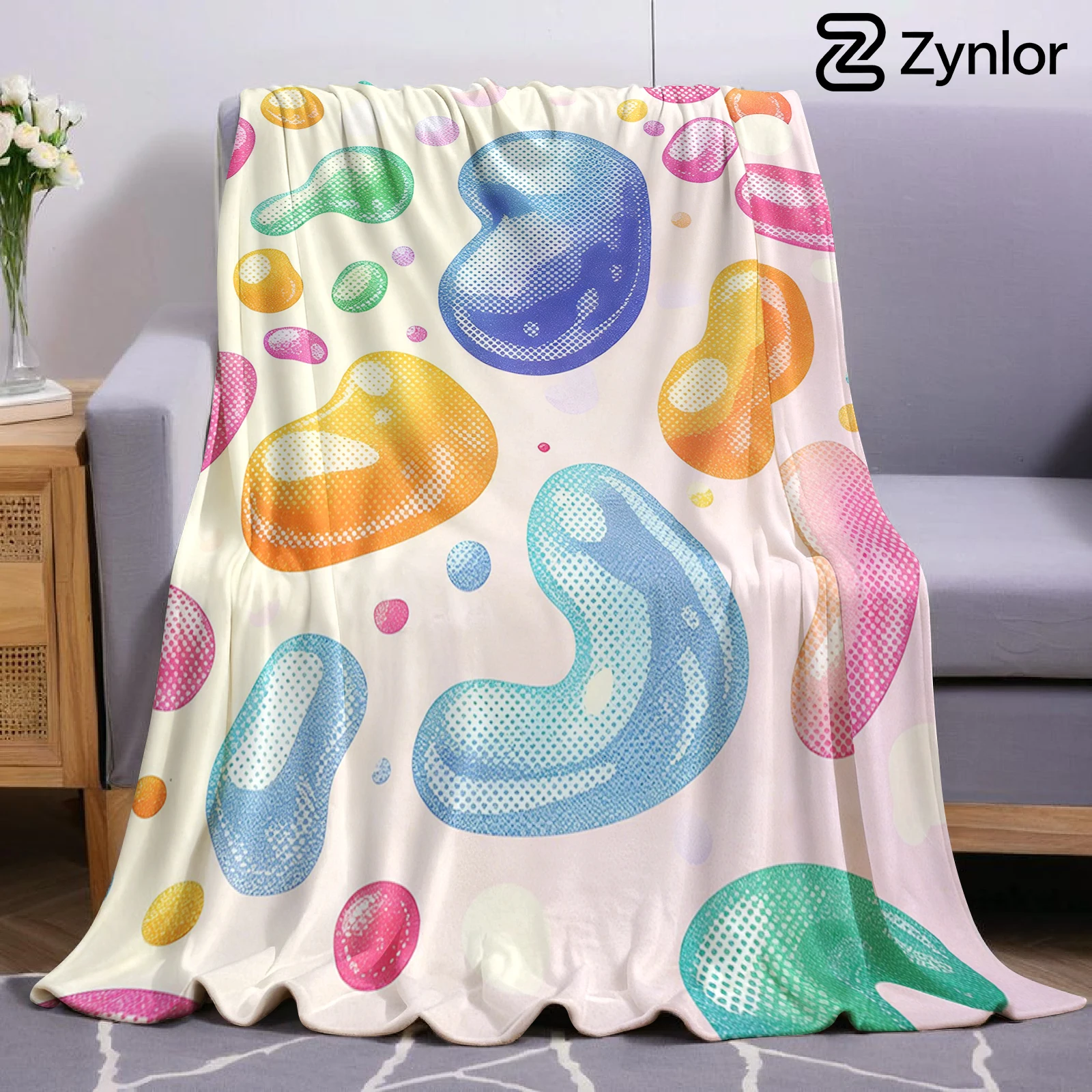 Rainbow Blob Halloween Flannel Fleece Blanket Fluffy Warm Cozy Throw for Sofa Bedroom Home Holiday Decoration Gift
