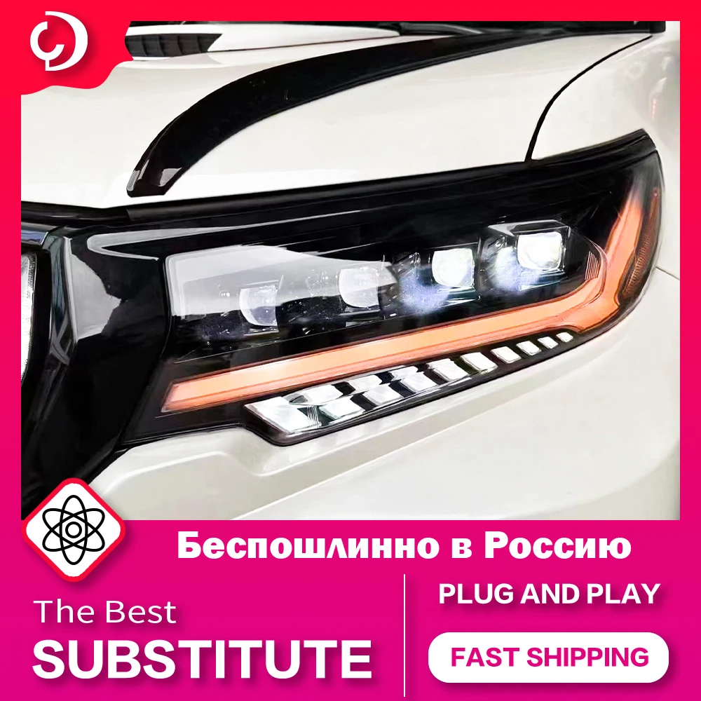 

AKD Car Styling Headlights for Prado 2017-2022 latest Styling 4LED lens DRL Turn Signal Light Led Projector Auto Accessories