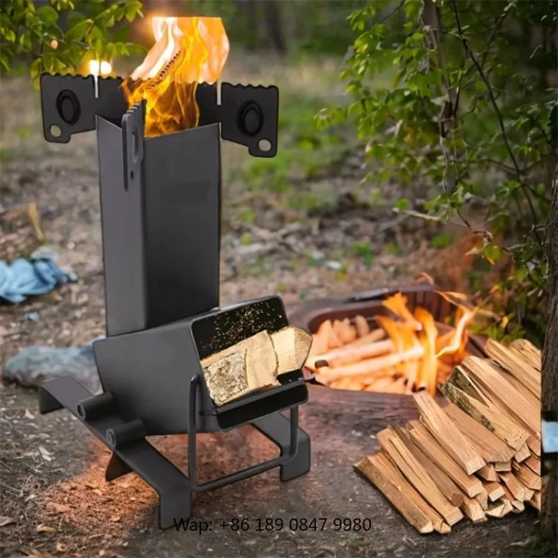 【Hot】Collapsible Rocket Camping Stove-Eco-Friendly Carbon/Stainless Steel Wood & Charcoal Fuel
