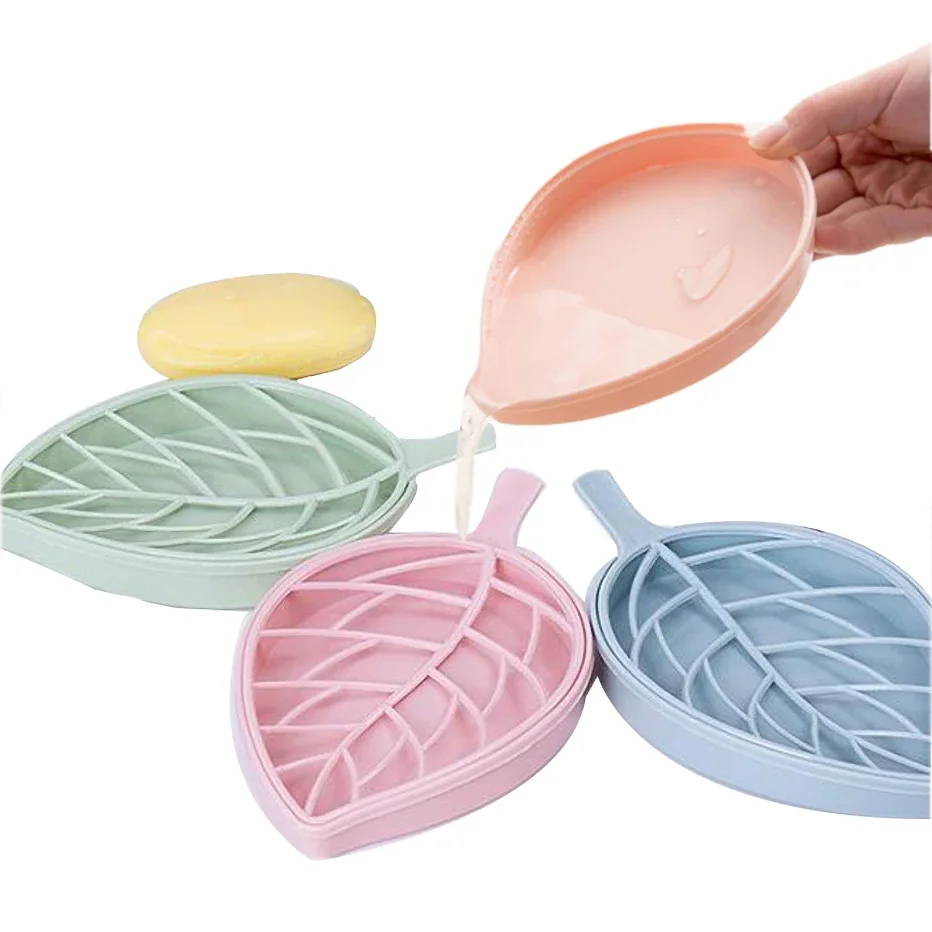 Bathroom Soap Dish Kit Leaf Shaped Soap Holder Drain Soap Box Bathroom Accessories Bathroom Supplies Tools and Measuring Scales