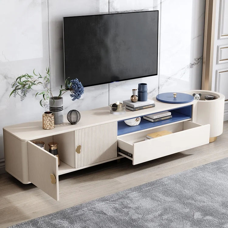 #2021 Latest Simple Living Room Furniture Set Wooden Coffee Table with 85-inch TV Stand TV Cabinet