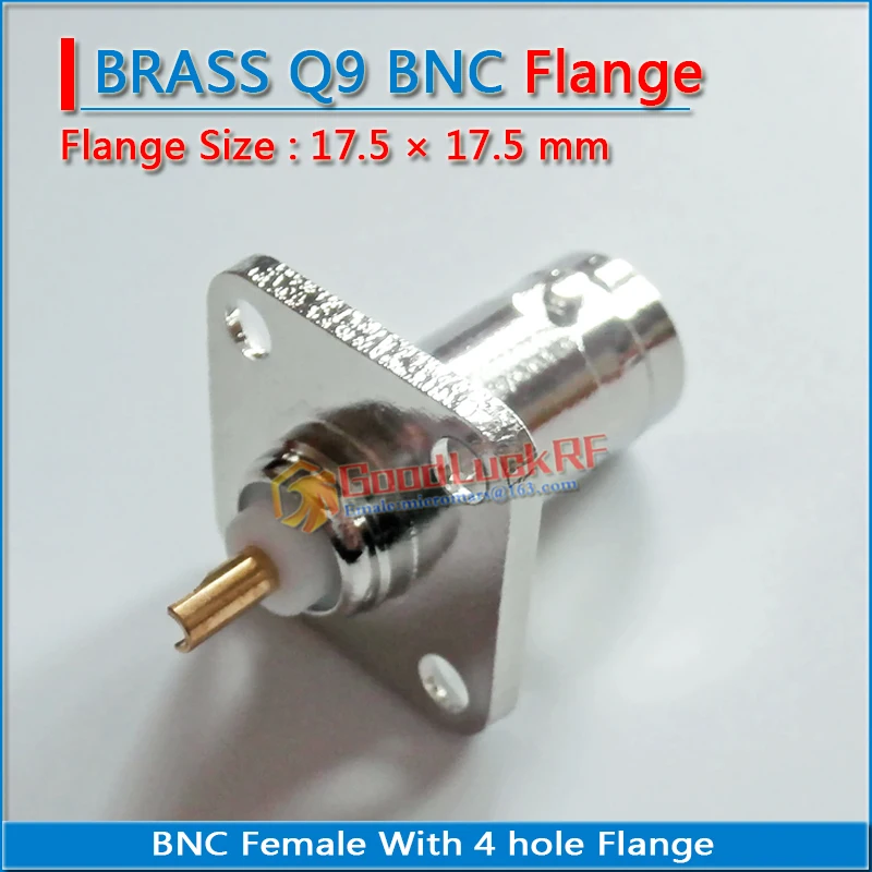 RF BNC Q9 Connector Socket BNC Female With 4 Hole Flange Panel Chassis Mount 17.5 mm Plug solder cup Brass RF Coaxial Adapters