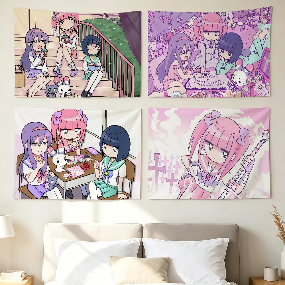 Cartoon Menhera C-Chan Kawaii Pink Flag Wall Decorations Home Decor Suitable For Living Rooms Bedrooms Dormitories Parties
