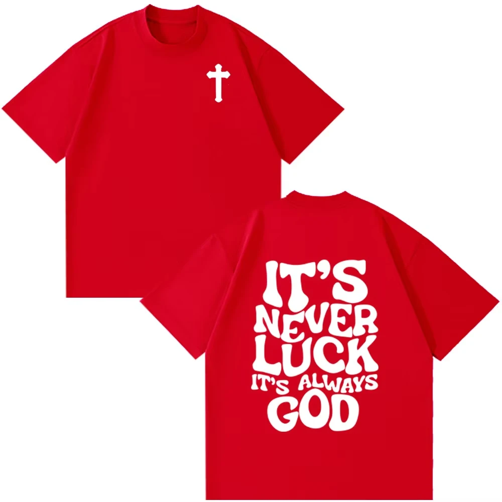 Christlicher Jesus: Es ist nie Glück, es ist immer Gott – Bibelvers Vintage T-Shirt für Herren und Damen, modische Kleidung, lässige Oversize-T-Shirts
