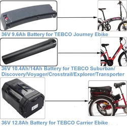 Ebike 36V 9.6Ah 10.4Ah 12.8Ah 14Ah Lithium Battery for TEBCO Suburban Discovery Voyager Crosstrail Explorer Journey E-Bike