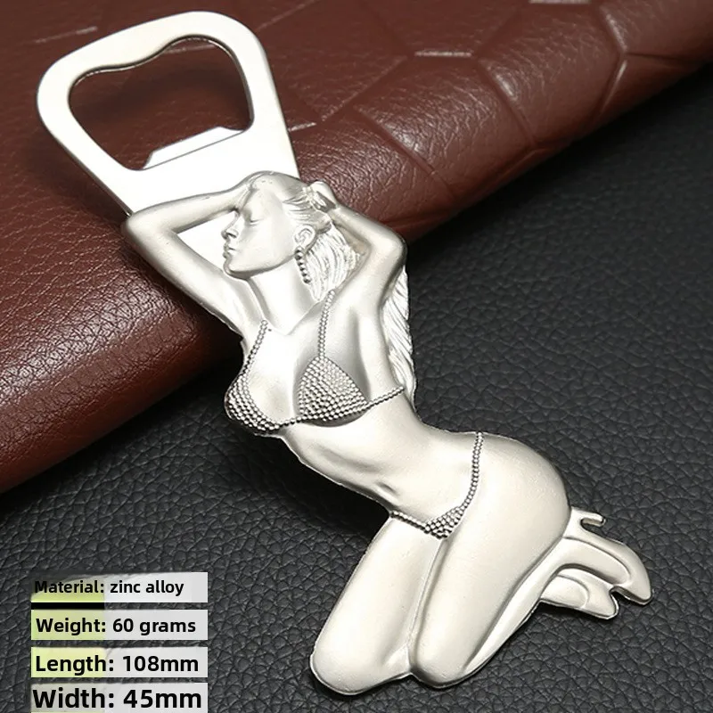 Western Beauty Bottle Opener, Fridge Magnet Metal Bottle Opener, Unique Restaurant Beer Opener, Zinc Alloy