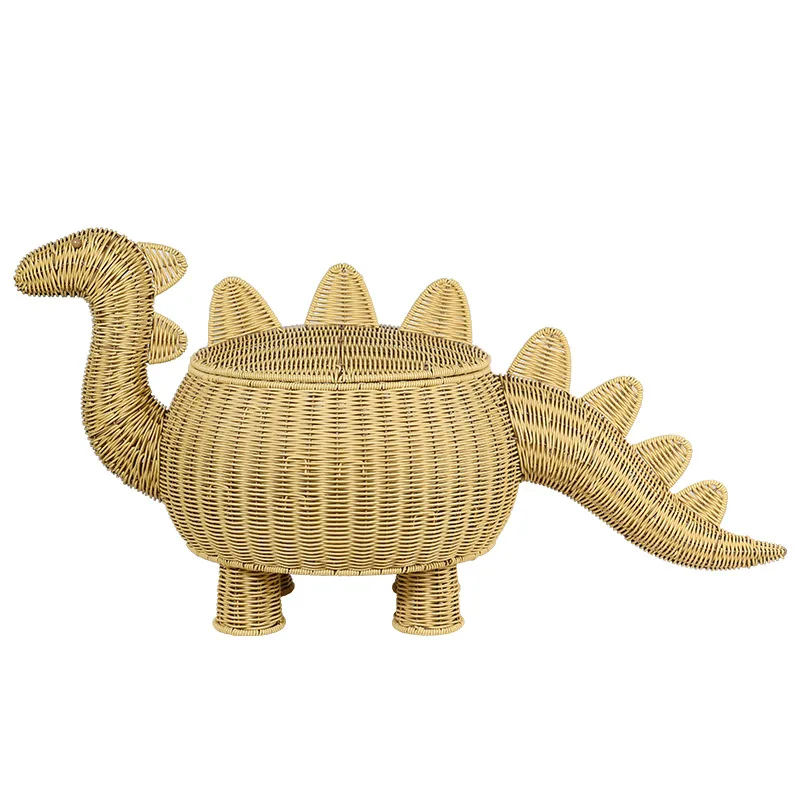 New imitation rattan woven dinosaur shape storage basket living room children's toy storage basket creative rattan decorative