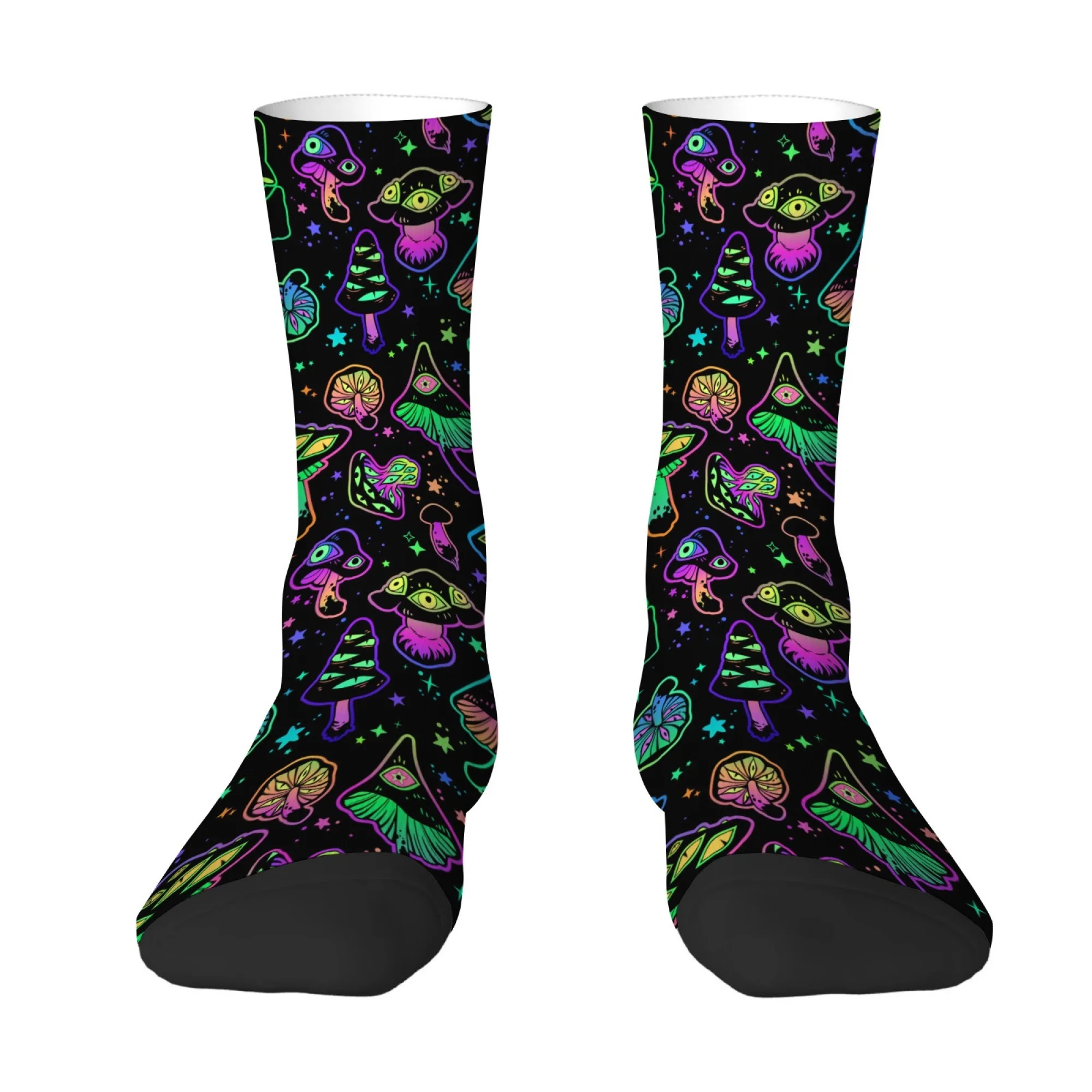 Neon Demon Mushroom Socks Harajuku Style Casual Fashion Men's Socks Novelty Funny Hip-Hop Socks Breathable Non-Slip Sports Socks