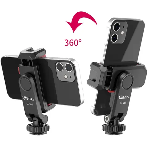 울란지 ST-06S 360 ° 콜드 슈즈 2개가 포함된 회전식 휴대폰 삼각대 스탠드, 모든 휴대폰과 호환 가능 Best5 울란지 ST-06S 360 ° 콜드 슈즈 2개가 포함된 회전식 휴대폰 삼각대 스탠드, 모든 휴대폰과 호환 가능 Best5