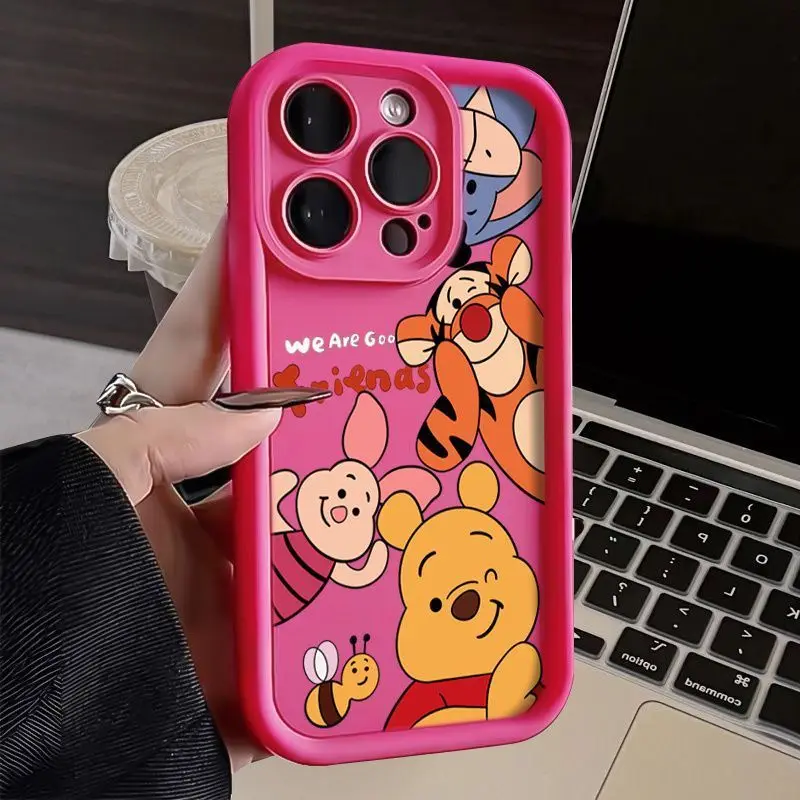 Disney Winnie Pooh Friends Kawaii Phone Case For iPhone 16 15 14ProMax 13 12 11 Pro XS Max X XR 7 8 15 Plus Mini Soft Cute Cover