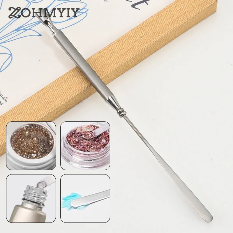 Nail Art Eye Shadow Cream Stirring Rod Stainless Metal Gel Stirring Tool Spatula Pin Nail Accesories And Pigments Mixing Tools