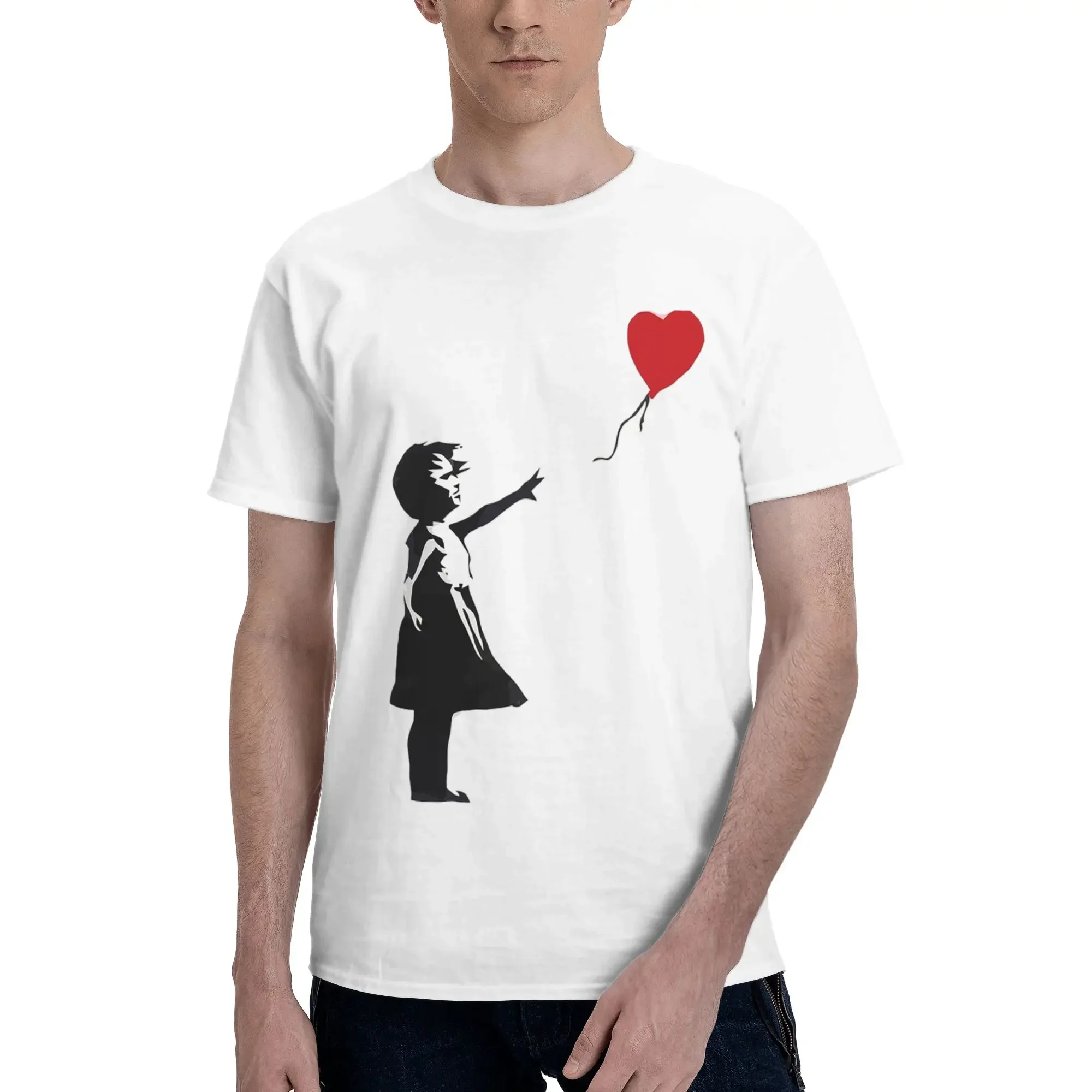 Banksy - Girl with Balloon 100% Cotton T-Shirt Men's Fashion T Shirts Men Crew Neck Short Sleeve S-6XL