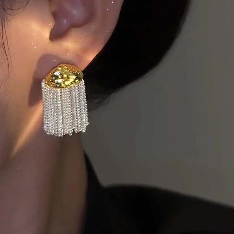 New earrings chain tassel earrings fashionable simple metal ladies pattern banquet additional 2024