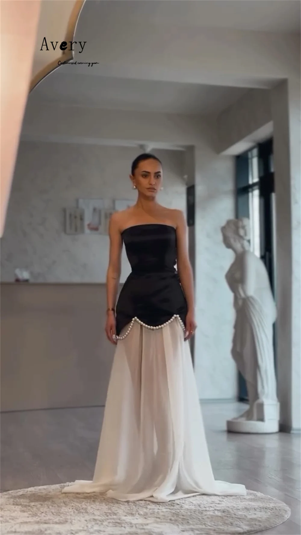 Avery Custom White Beaded Sleeveless Off the Shoulder Long Elegant Evening Party Dresses 2025 Woman Luxury Evening Dress Women's