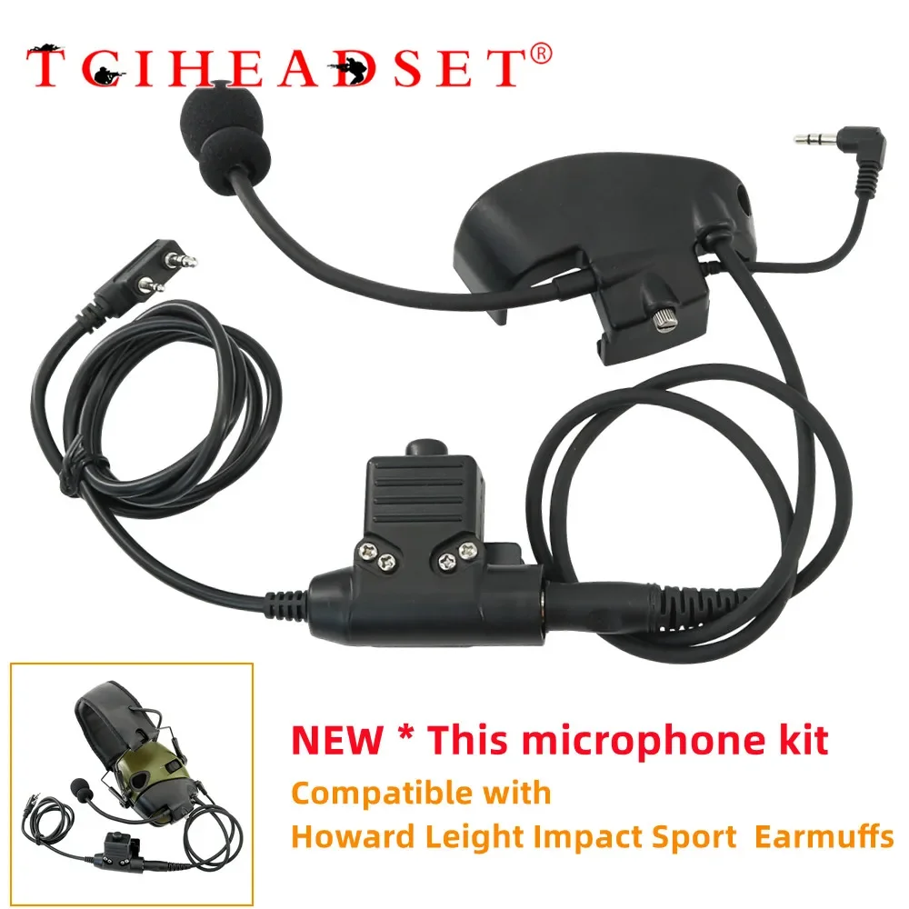 Kit de microfone de fone de ouvido tático com u94 ptt para howard leight impacto esporte tiro fone u94 ptt ken 2 pinos para baofeng