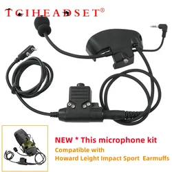 Kit de micrófono y auriculares tácticos con U94 PTT para Howard Leight Impact, auriculares deportivos para disparar U94 PTT Ken de 2 pines para Baofeng