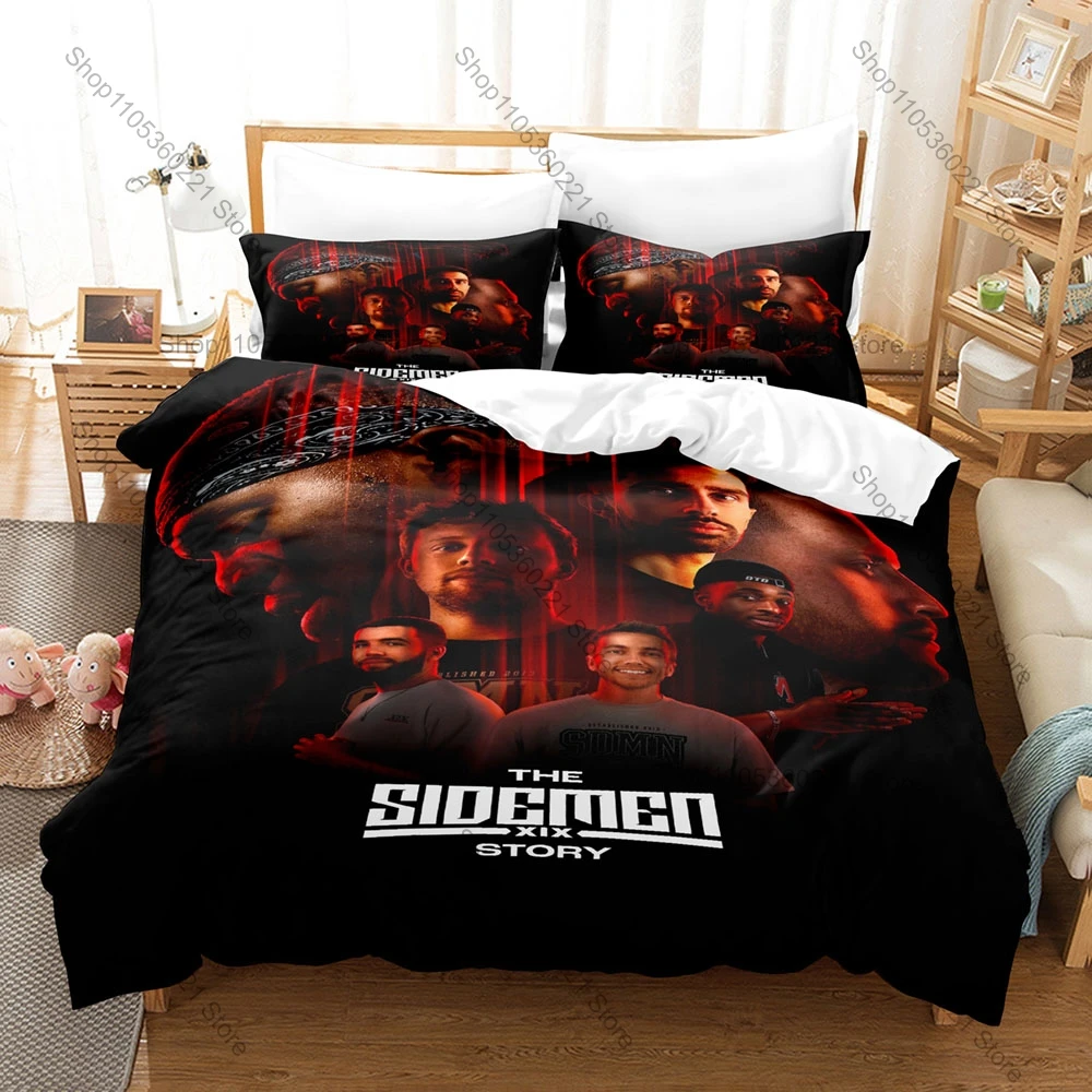 Sidemen Themed Bedding Set 1 Duvet Cover 2 Pillowcases Cartoon Group Character Graphic Breathable Bed Linen Gift Teen Sidemen
