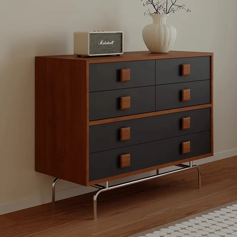 Средневековый сундук из цельного дерева, простая гостиная у стены, обеденный боковой шкаф, небольшая квартира, шкафчик для хранения в стиле ретро.