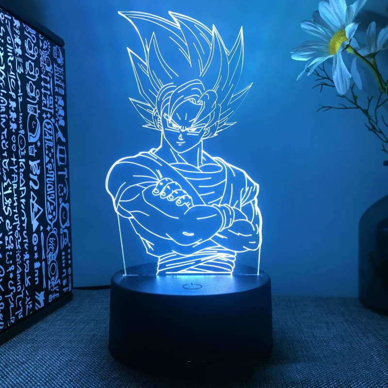 Dragon Ball Son Goku 3D luz Led nocturna Anime Vegeta figura lámpara de noche juguetes decoración de habitación luces de ambiente regalo de Festival para niños